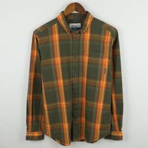 Columbia Men's Small Brown Plaid Cotton Casual Long Sleeve Button Down Shirt